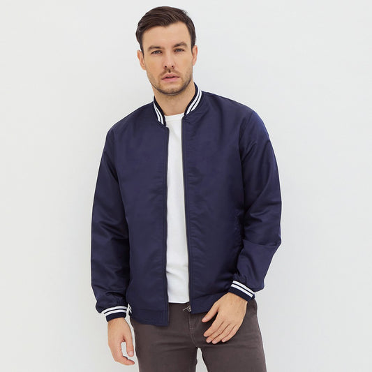 M231 Jaket Pria Bomber Taslan Panjang Navy 2078D