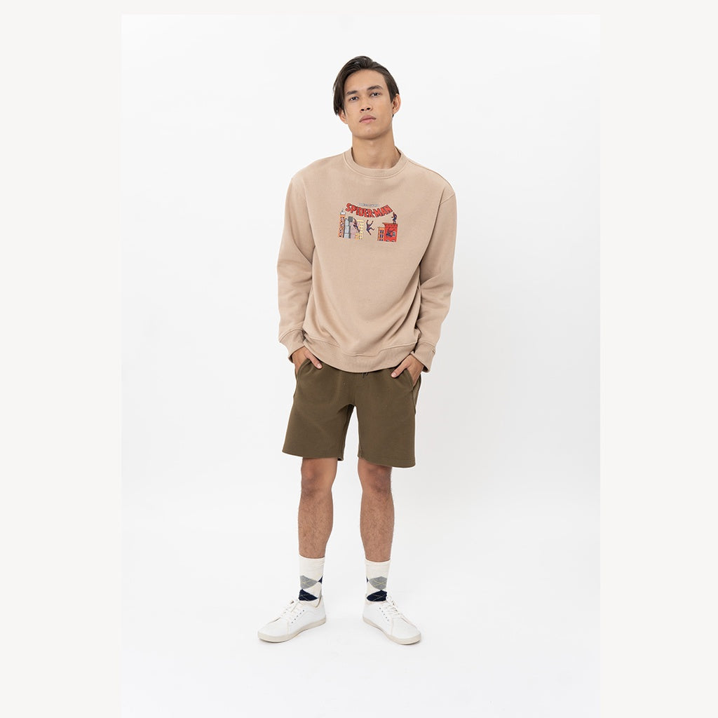 Marvel Collection M231 Crewneck Spiderman Pixel Light Brown 2518B