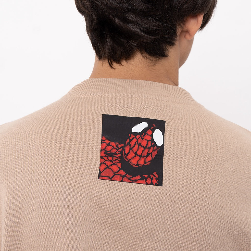 Marvel Collection M231 Crewneck Spiderman Pixel Light Brown 2518B