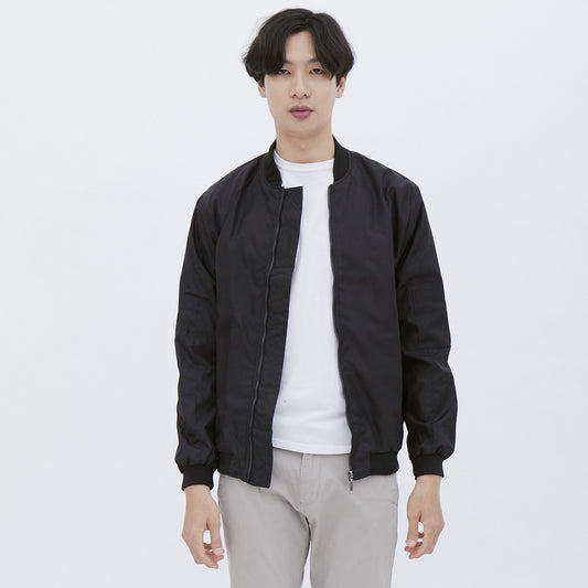 M231 Jaket Pria Taslan Bomber Panjang Hitam 1758B