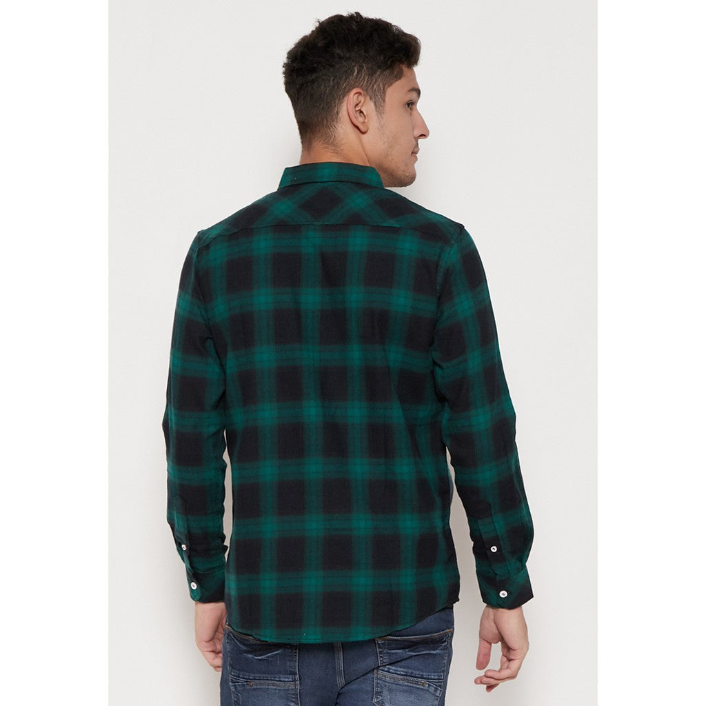 M231 Kemeja Pria Flannel Panjang Warna Hijau Hitam 1388