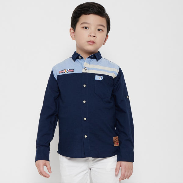 M231 Kemeja Anak Laki Laki Basic Combination Warna Navy 9356B