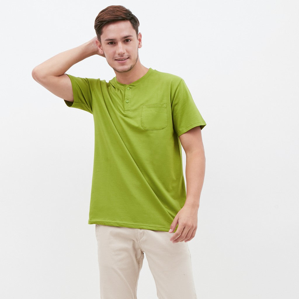 M231 T-Shirt Polos Kancing Pendek Warna Hijau 1835D