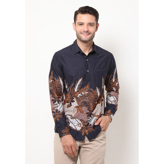 M231 Kemeja Pria Batik Panjang Warna Navy 1567