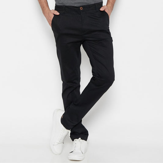 M231 Celana Panjang Pria Chinos Slim Fit Stretch Warna Hitam C1091