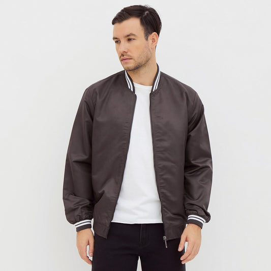 M231 Jaket Pria Bomber Taslan Panjang Coklat 2078F