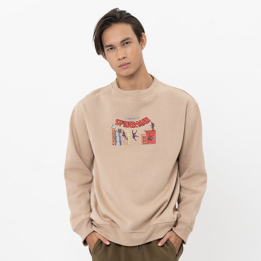 Marvel Collection M231 Crewneck Spiderman Pixel Light Brown 2518B