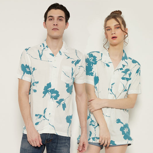M231 Kemeja Pria Printing Hawaii Pendek Warna Putih 0632A