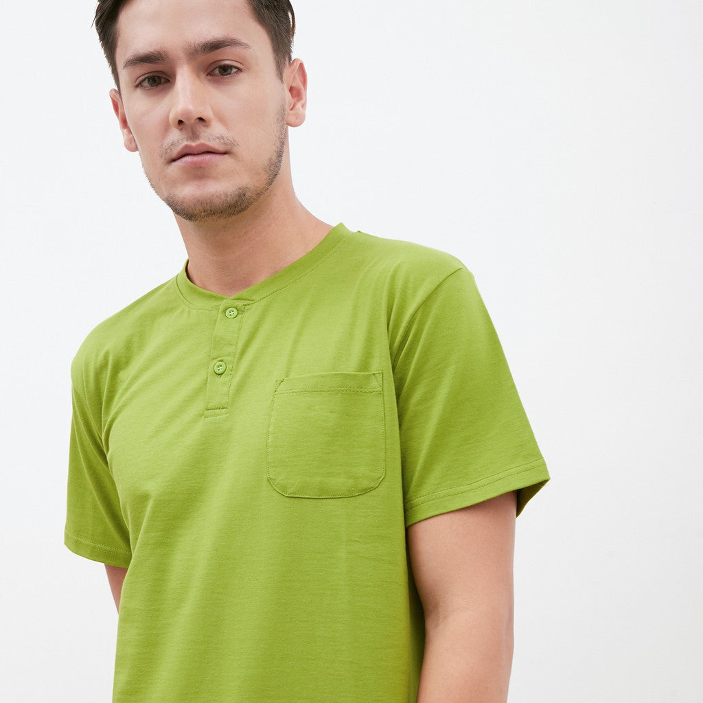 M231 T-Shirt Polos Kancing Pendek Warna Hijau 1835D