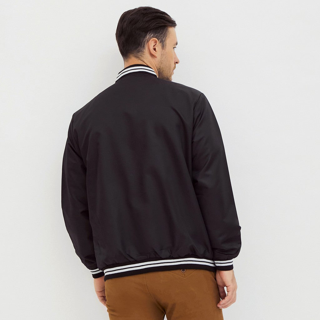 M231 Jaket Pria Bomber Taslan Panjang Hitam 2078B