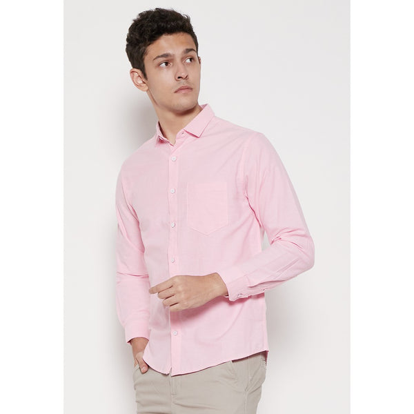 M231 Kemeja Pria Basic Polos Oxford Panjang Warna Pink 1456D