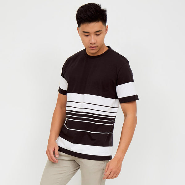 M231 T-Shirt Stripe Pendek Hitam 2173A