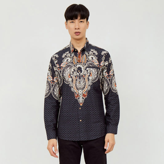 M231 Kemeja Pria Batik Panjang Hitam 2153B