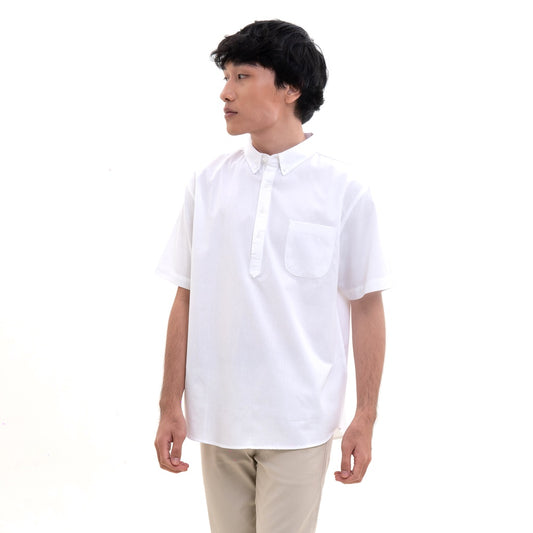 M231 Kemeja Pria Pullover Polos Pendek Putih 2287A