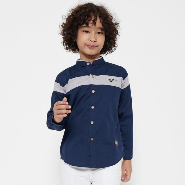 M231 Kemeja Anak Laki Laki Shanghai Combination Warna Navy 0572A