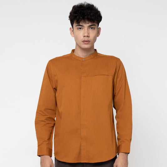 M231 Kemeja Pria Shanghai Polos Soft Twill Panjang Mustard 1971J
