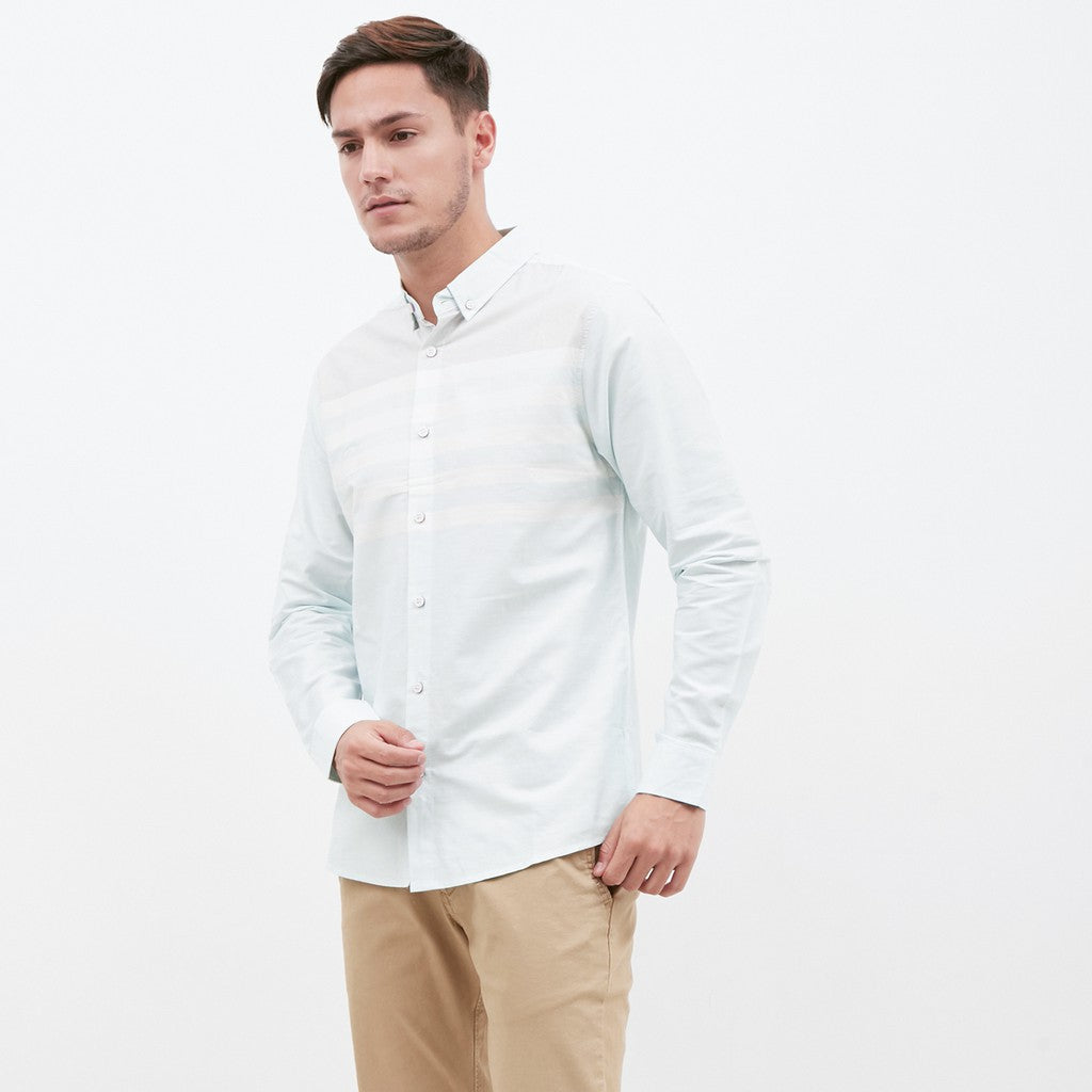 M231 Kemeja Pria Stripe Panjang Hijau 1258