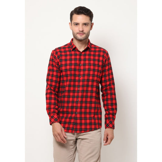 M231 Kemeja Pria Flannel Panjang Warna Merah 1379