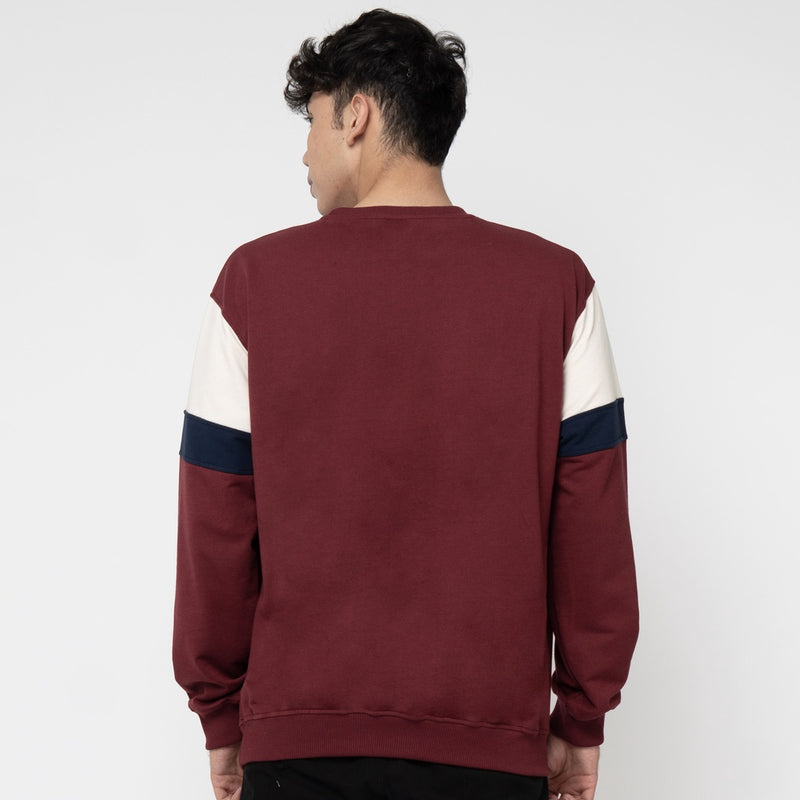 M231 Sweater Crewneck Panjang Maroon 2230B