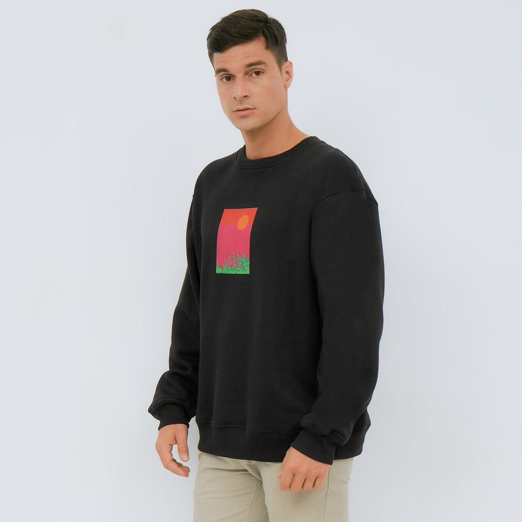 M231 Sweater Crewneck Vantage Panjang Hitam 2392C