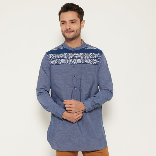 M231 Koko Kurta Pria Panjang Biru 1506