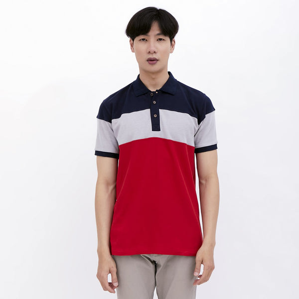 M231 Polo Shirt Pria Combination Pendek Merah 2093A