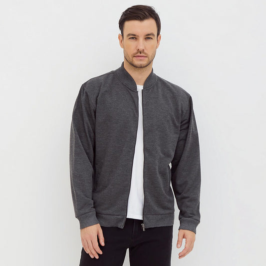 M231 Jaket Pria Bomber Panjang Abu 2091D