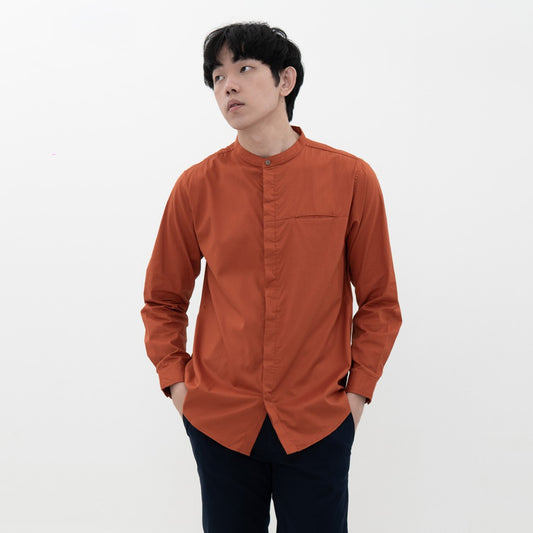 M231 Kemeja Pria Shanghai Polos Soft Twill Panjang Terracotta 1971G
