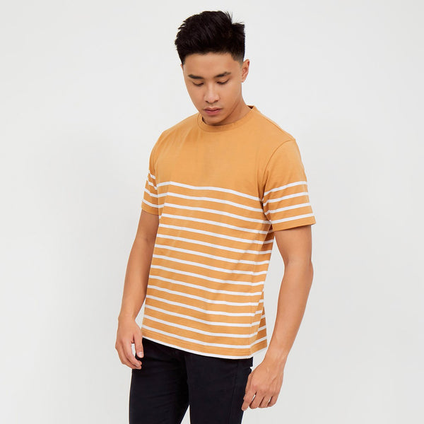 M231 T-Shirt Stripe Pendek Coklat 2169B