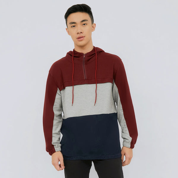 M231 Pullover Sweater Hoodie Panjang Maroon 2019B