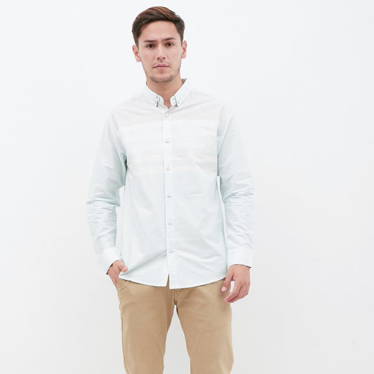 M231 Kemeja Pria Stripe Panjang Hijau 1258