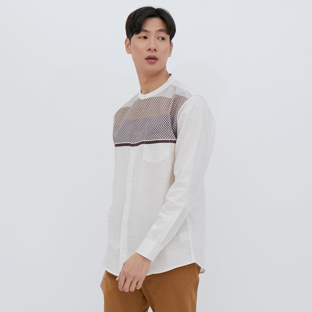 M231 Kemeja Pria Koko Panjang Cream 2282