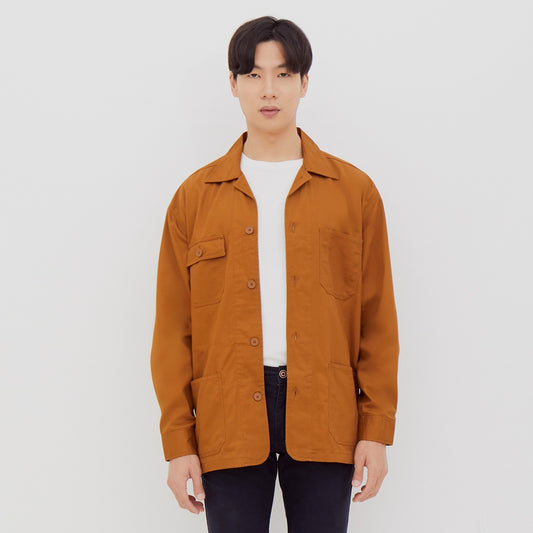 M231 Kemeja Jaket Pria Panjang Coklat 2302D
