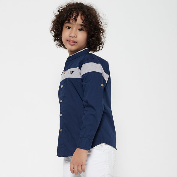 M231 Kemeja Anak Laki Laki Shanghai Combination Warna Navy 0572A