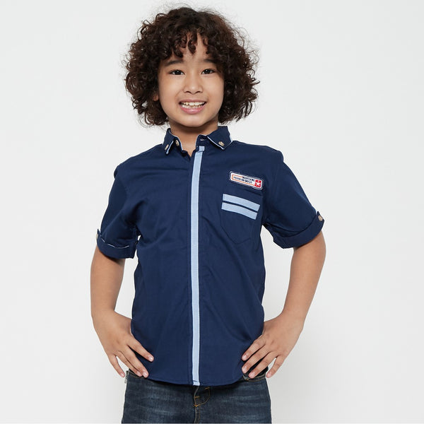 M231 Kemeja Anak Laki Laki Basic Combination Warna Navy 0416B