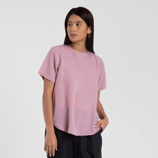 M231 Kemeja Wanita Blouse Pendek Pink 2450D