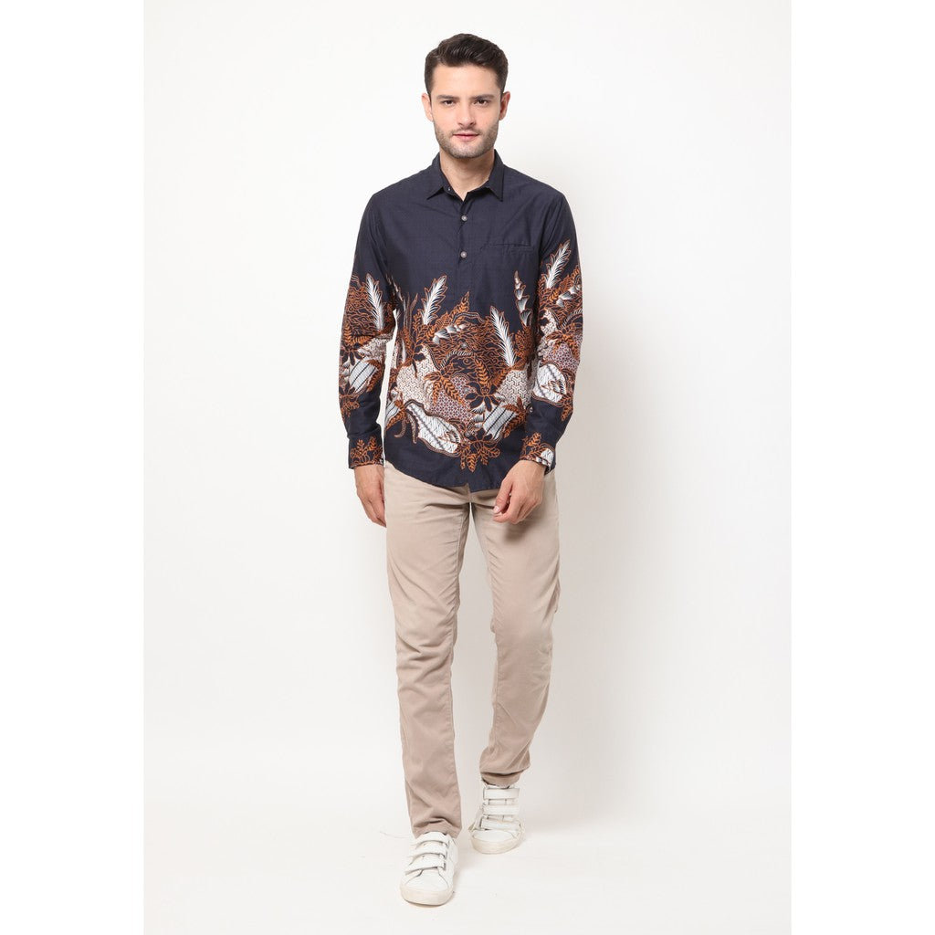 M231 Kemeja Pria Batik Panjang Warna Navy 1567