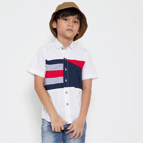 M231 Kemeja Anak Laki Laki Basic Combination Oxford Warna Putih 0974A