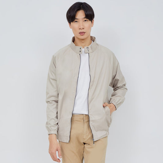 M231 Jaket Pria Taslan Windbreaker Panjang Khaki 2039A