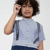 M231 Kemeja Anak Laki Laki Suspender Oxford Warna Biru 0125A