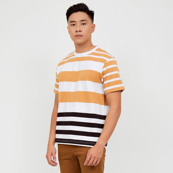 M231 T-Shirt Stripe Pendek Coklat 2170B