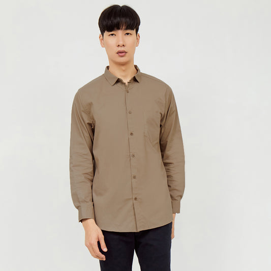 M231 Kemeja Pria Basic Polos Panjang Khaki 1468M
