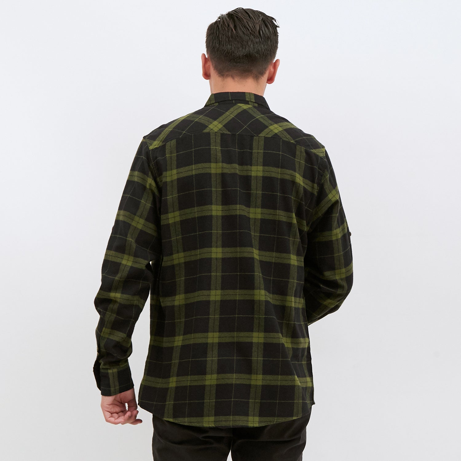 M231 Kemeja Pria Flannel Panjang Warna Hijau 1901B