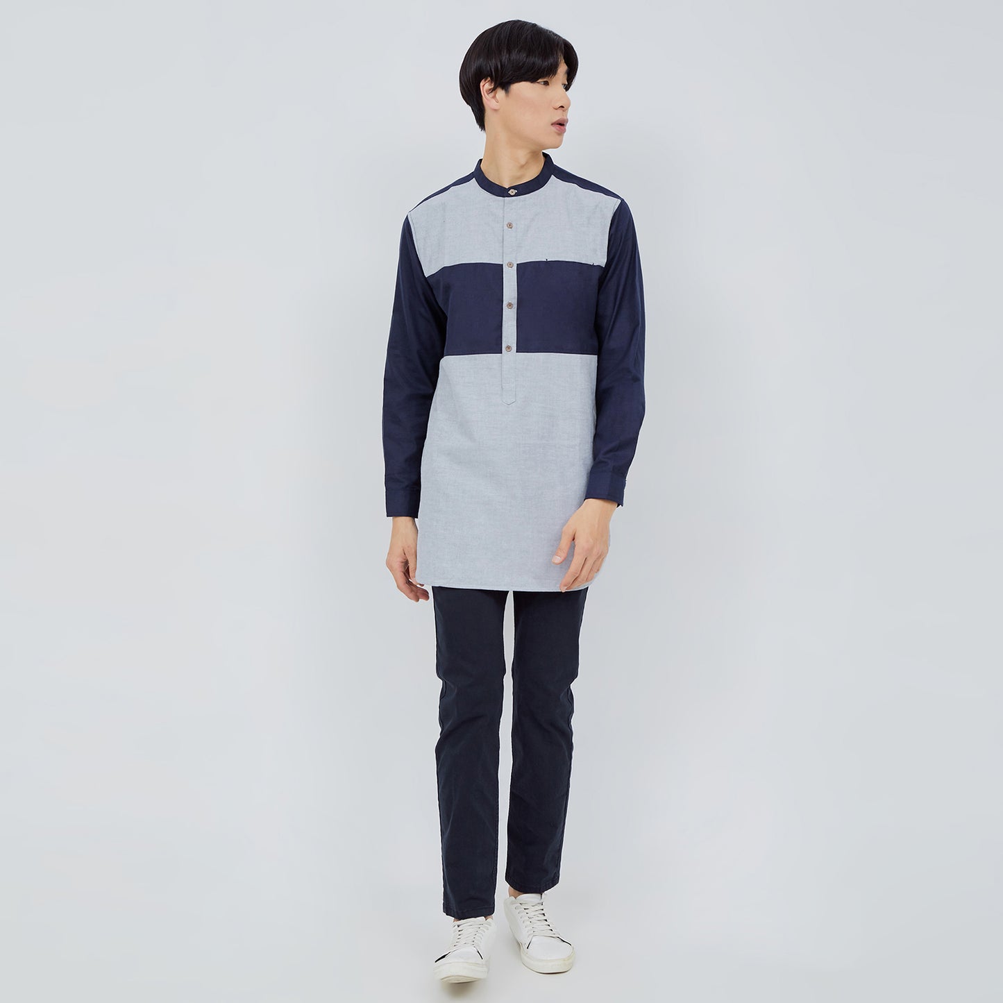 M231 Koko Kurta Pria Panjang Navy 1984A