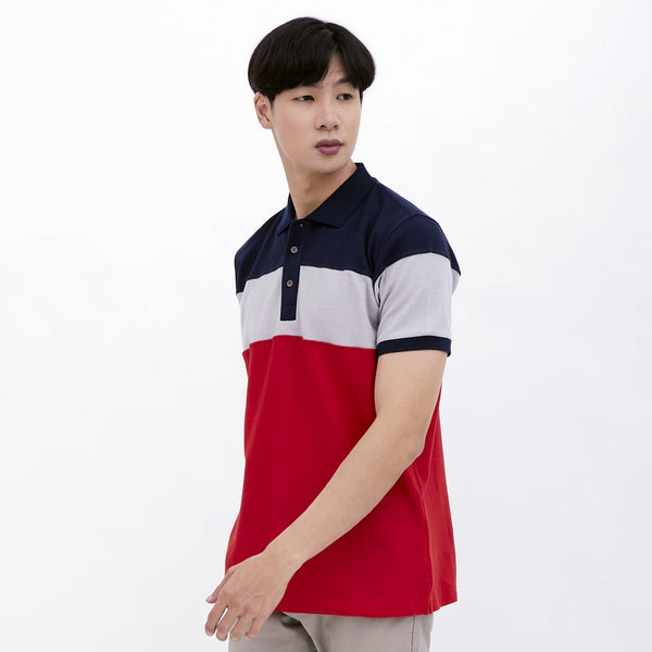 M231 Polo Shirt Pria Combination Pendek Merah 2093A