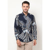 M231 Kemeja Pria Batik Panjang Warna Navy 1429