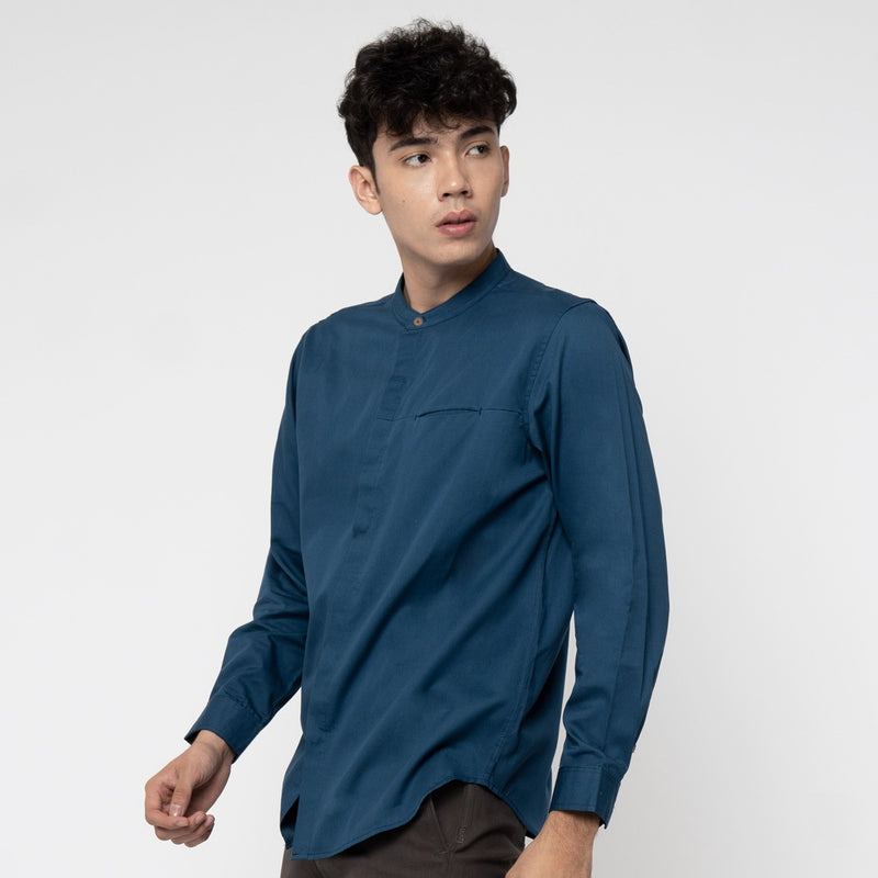 M231 Kemeja Pria Shanghai Polos Soft Twill Panjang Navy 1971I