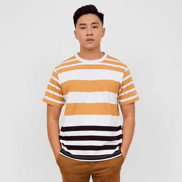 M231 T-Shirt Stripe Pendek Coklat 2170B