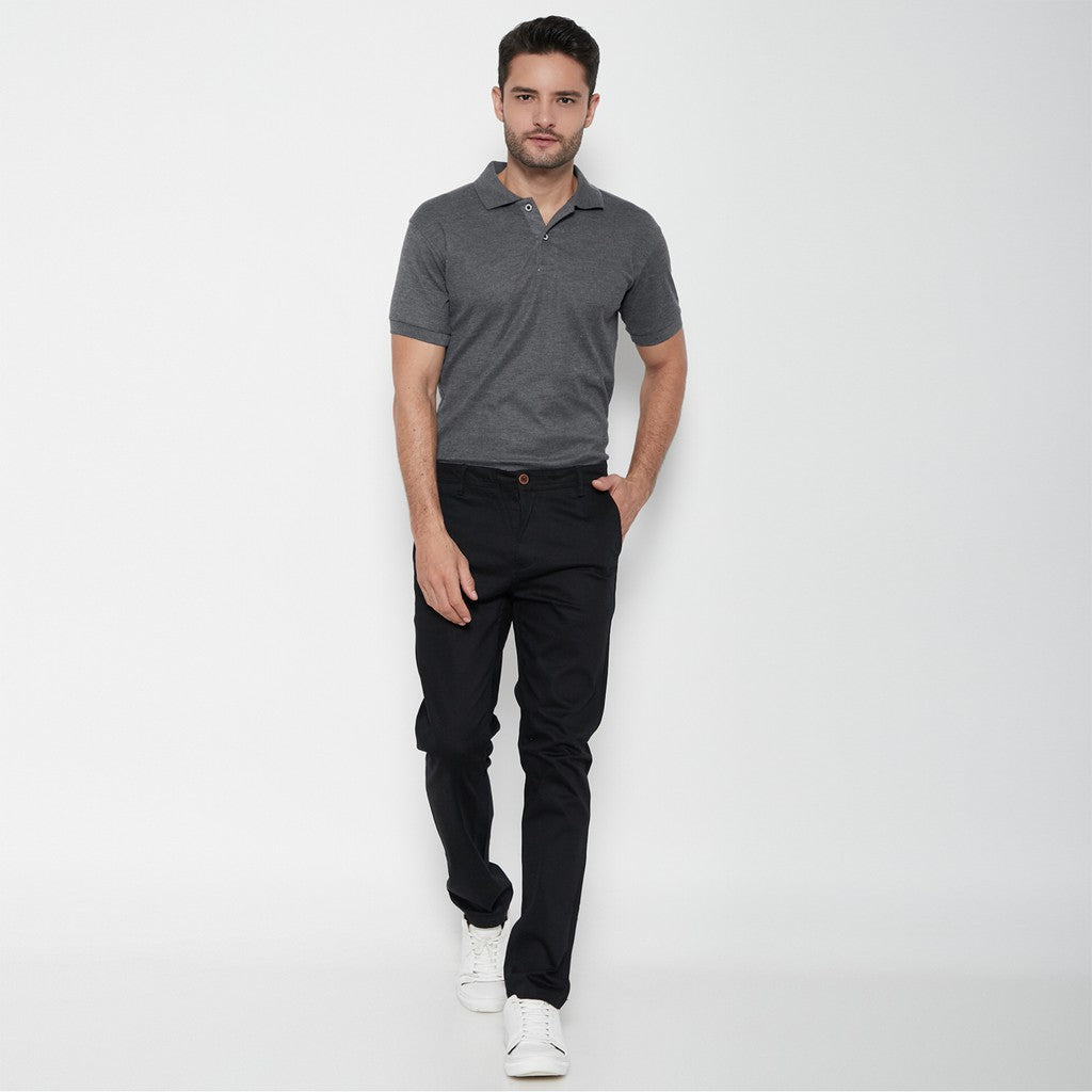 M231 Celana Panjang Pria Chinos Slim Fit Stretch Warna Hitam C1091