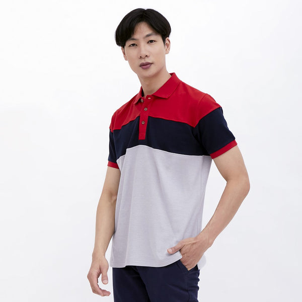 M231 Polo Shirt Pria Combination Pendek Abu 2093B